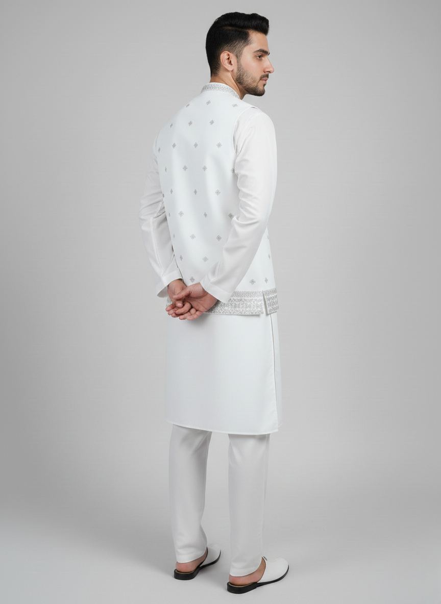 3 PC Qameez shalwar with waist coat