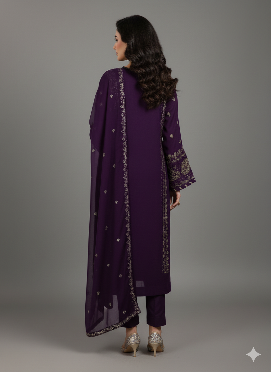 3 Pcs Pakistani Chiffon Dress in USA