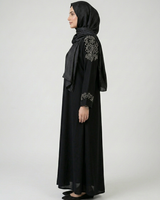 Nida Fabric Front open plain abaya