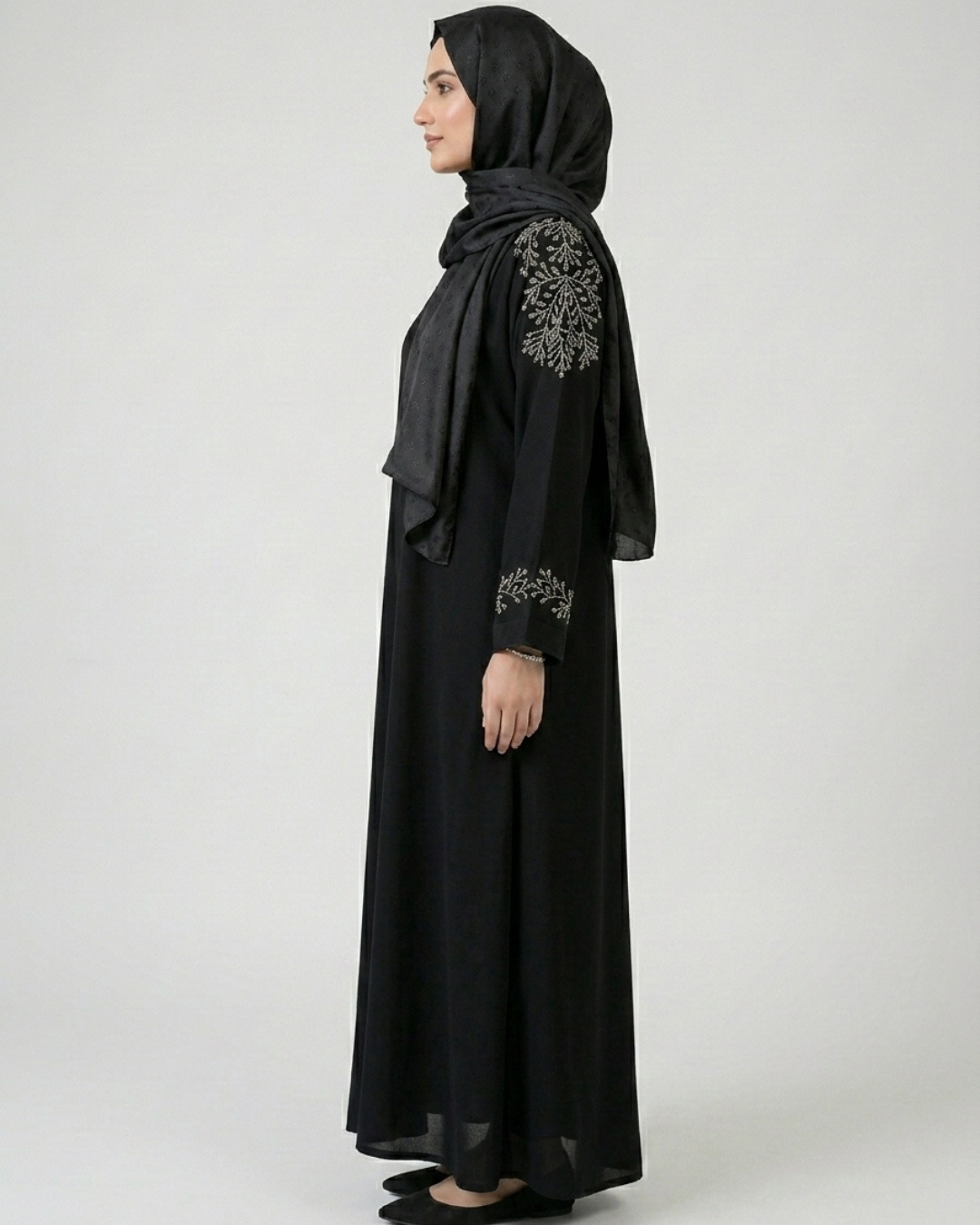 Nida Fabric Front open plain abaya