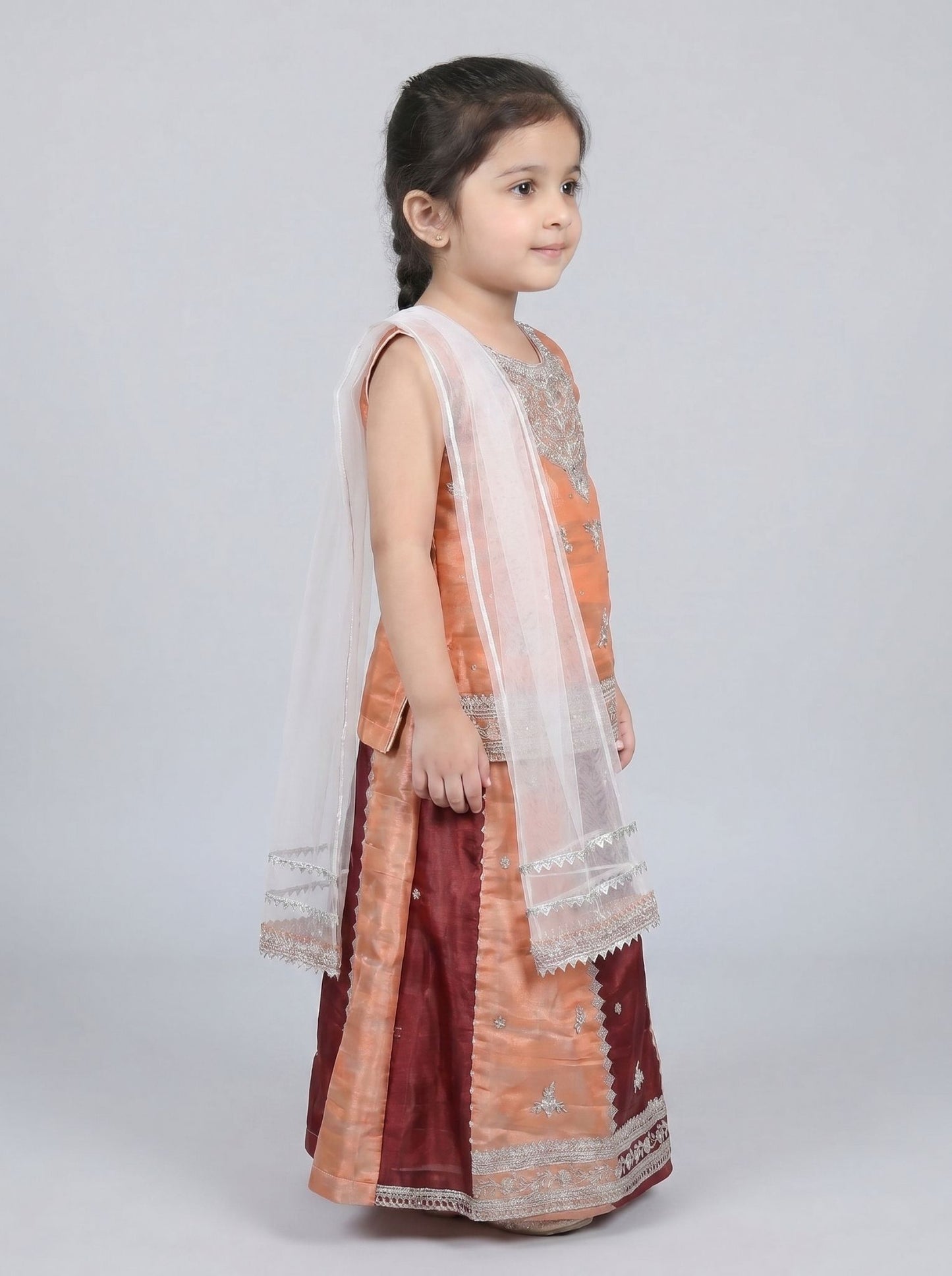 3 pc kids Sheesha silk lehnga