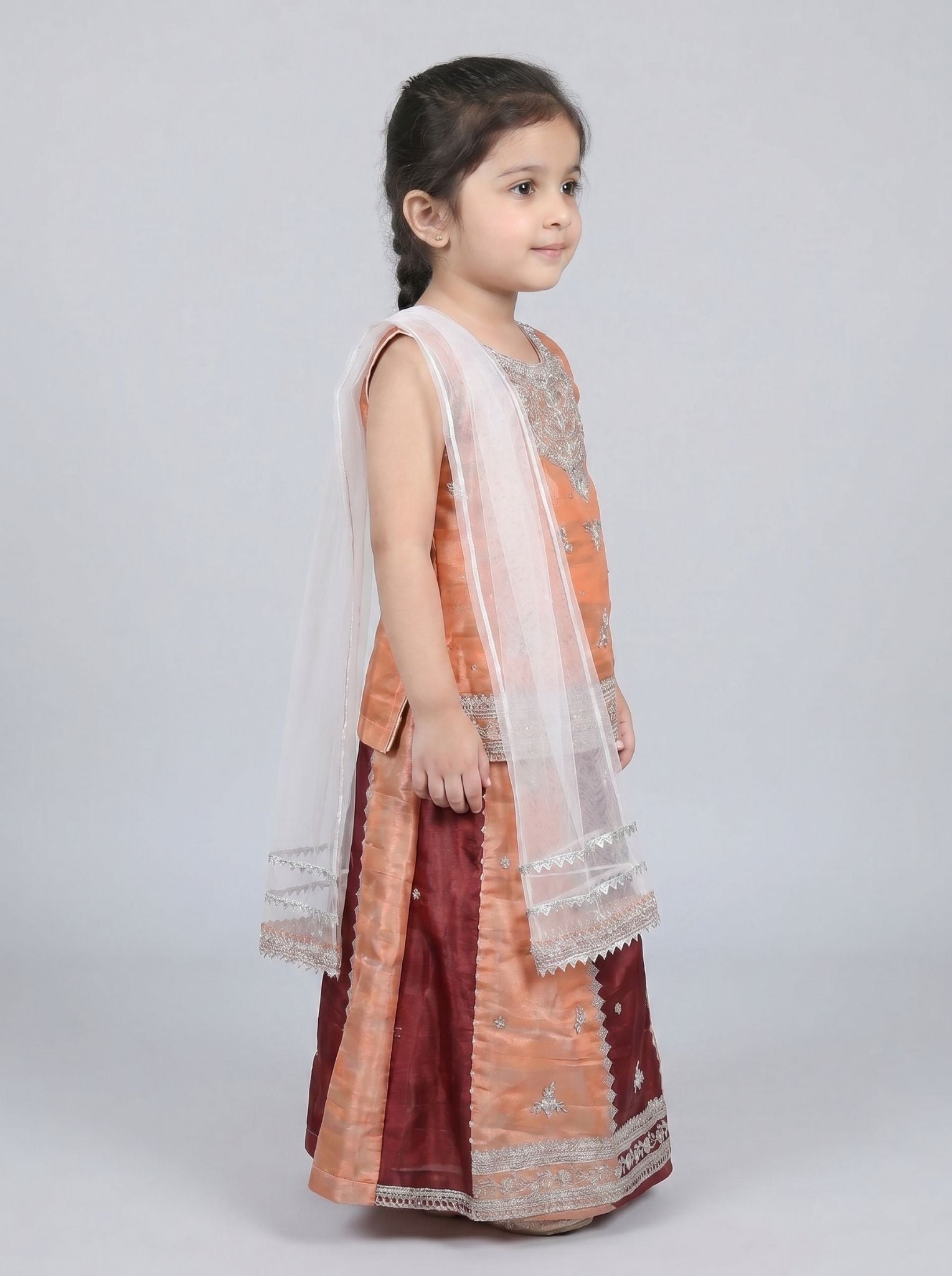3 pc kids Sheesha silk lehnga
