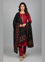 3 pcs Marina dress with woolen cutwork shawl