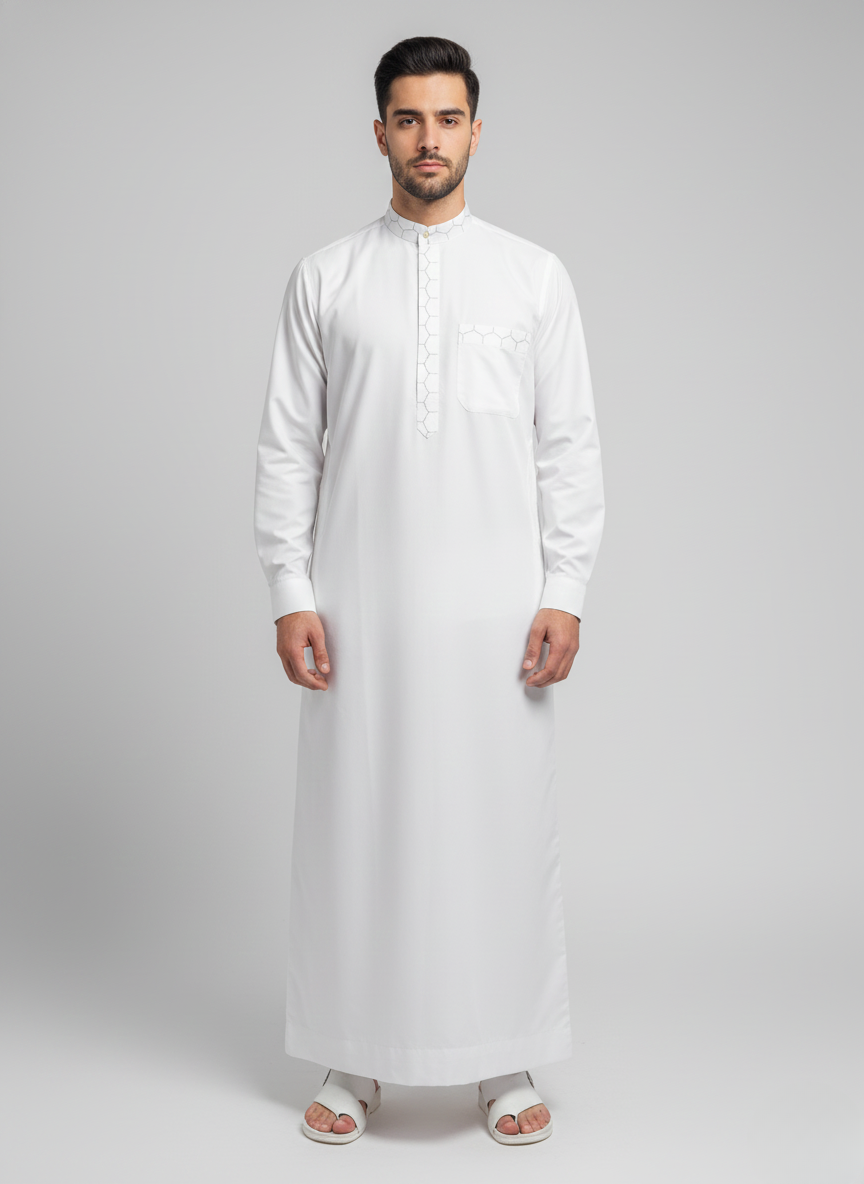 Wash and wear thobe with embroidery