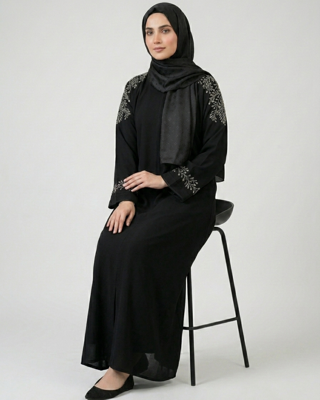 Nida Fabric Front open plain abaya