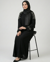 Nida Fabric Front open plain abaya