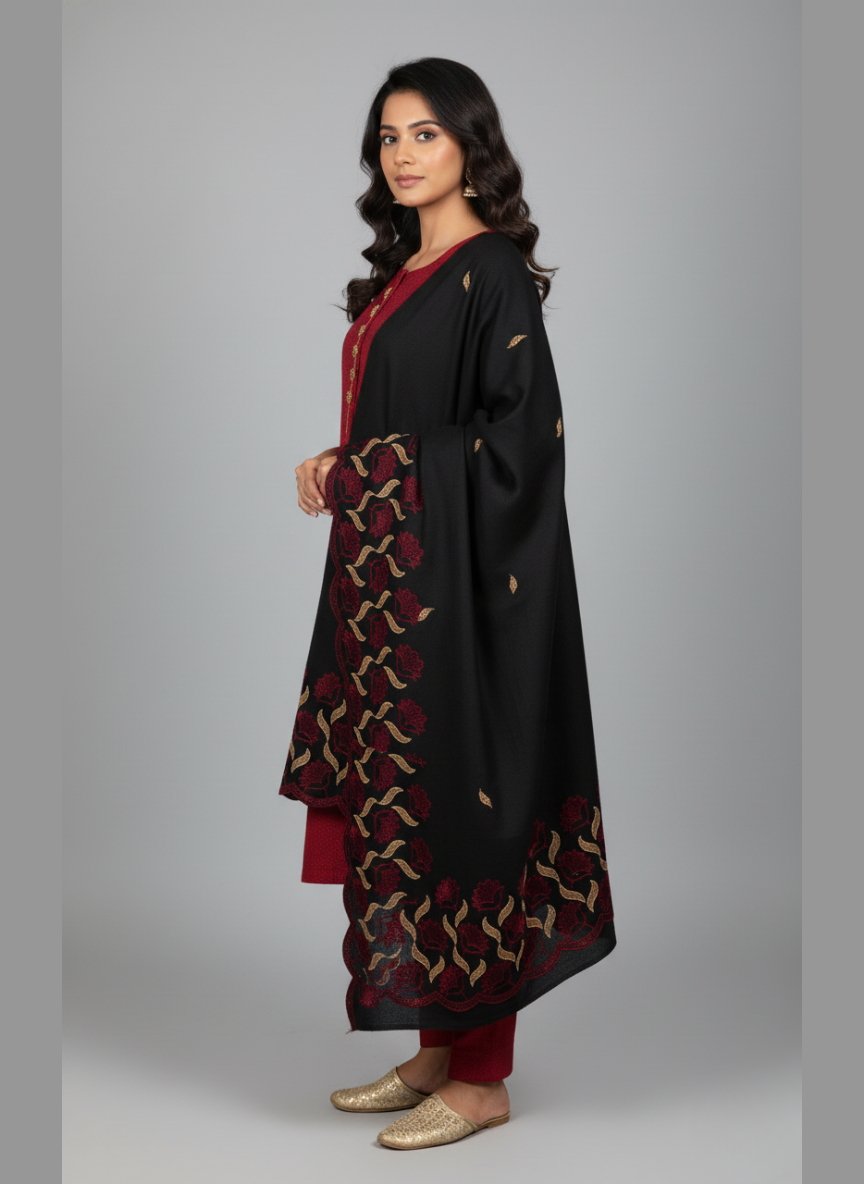 3 pcs Marina dress with woolen cutwork shawl