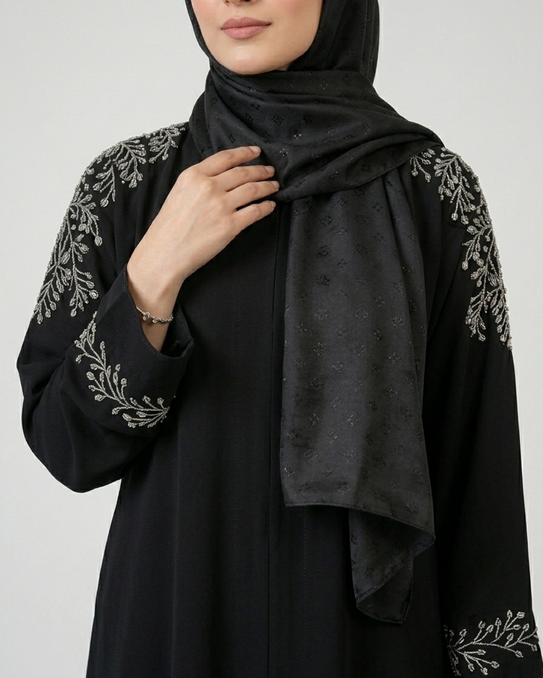 Nida Fabric Front open plain abaya