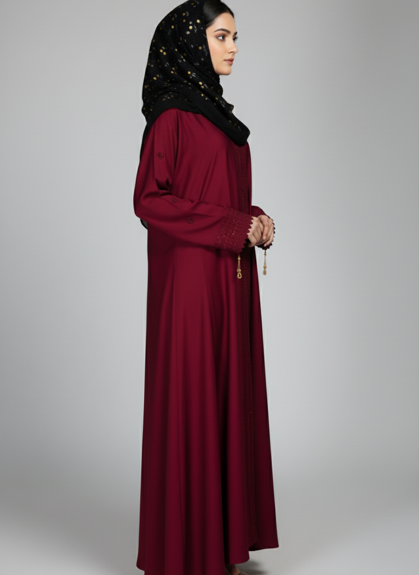 Front open Abaya with stone work