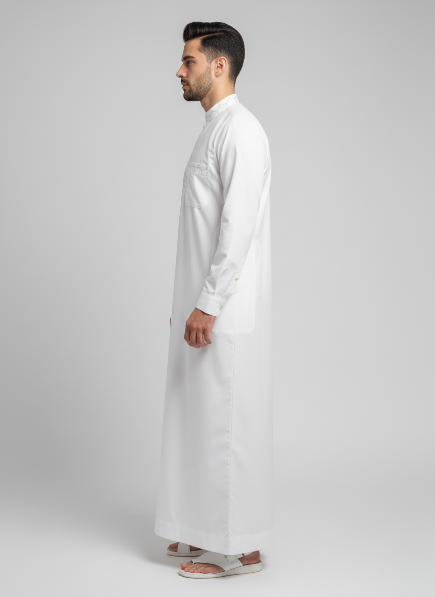 Wash and wear thobe with embroidery