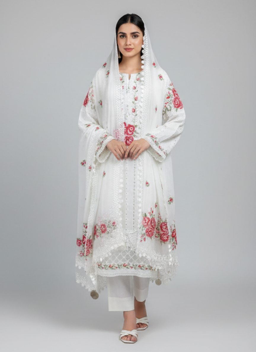 Maria B Embroidered and chikan kari Lawn