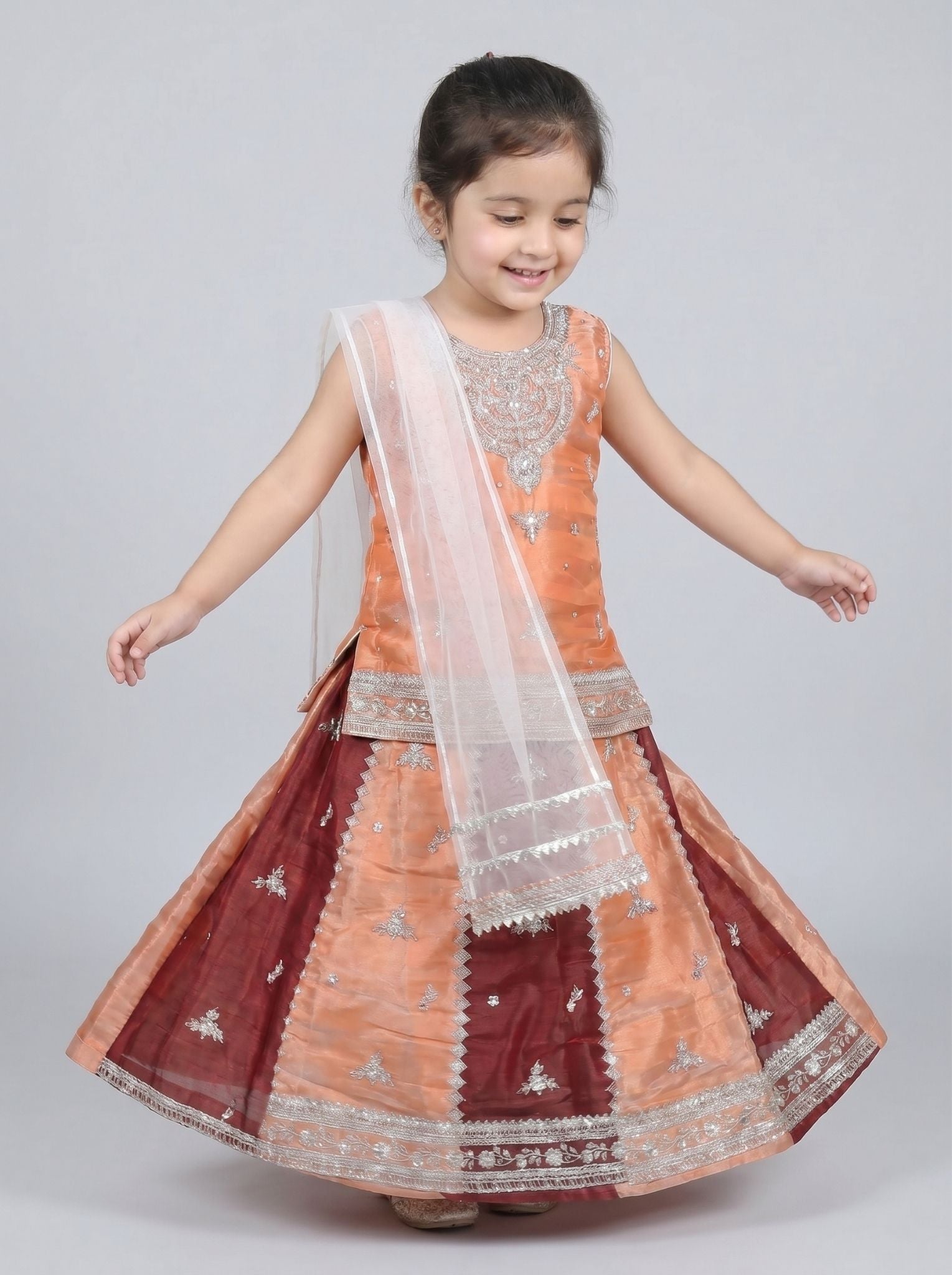 3 pc kids Sheesha silk lehnga
