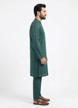 Wash and Wear Self Printed Kurta with Embroidery