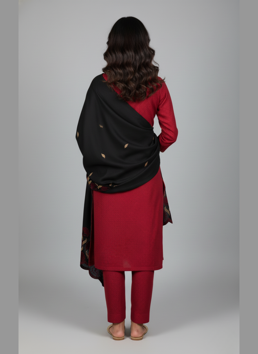 3 pcs Marina dress with woolen cutwork shawl