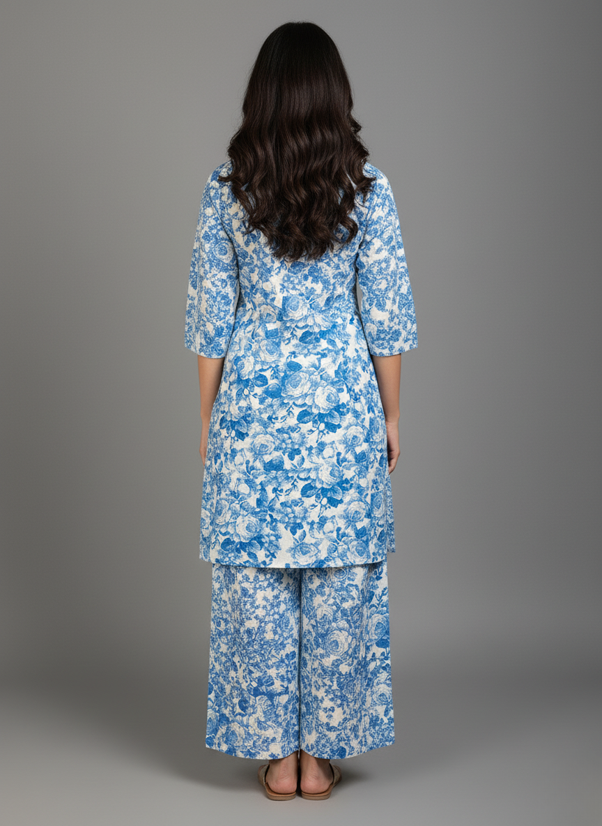 2 PC Printed Linen Dress