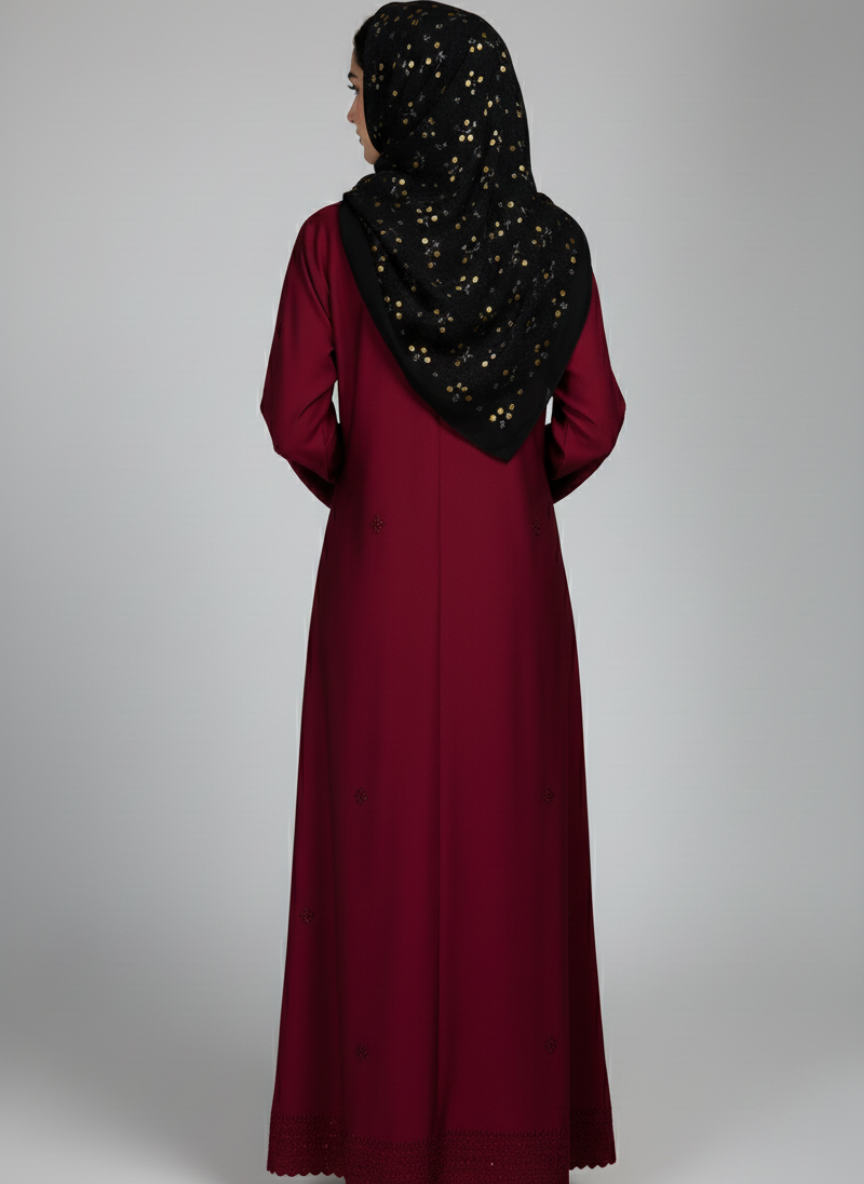 Front open Abaya with stone work