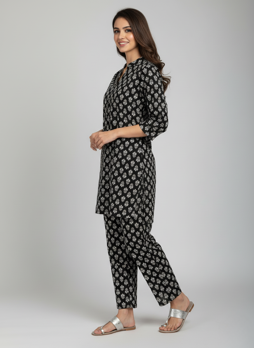 2 PC Printed Linen Dress