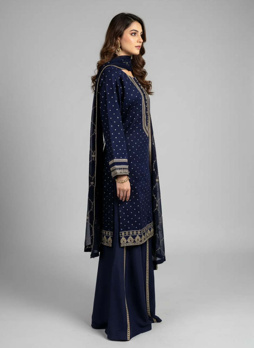 3pc Embroidered Chiffon suit pakistani party wear