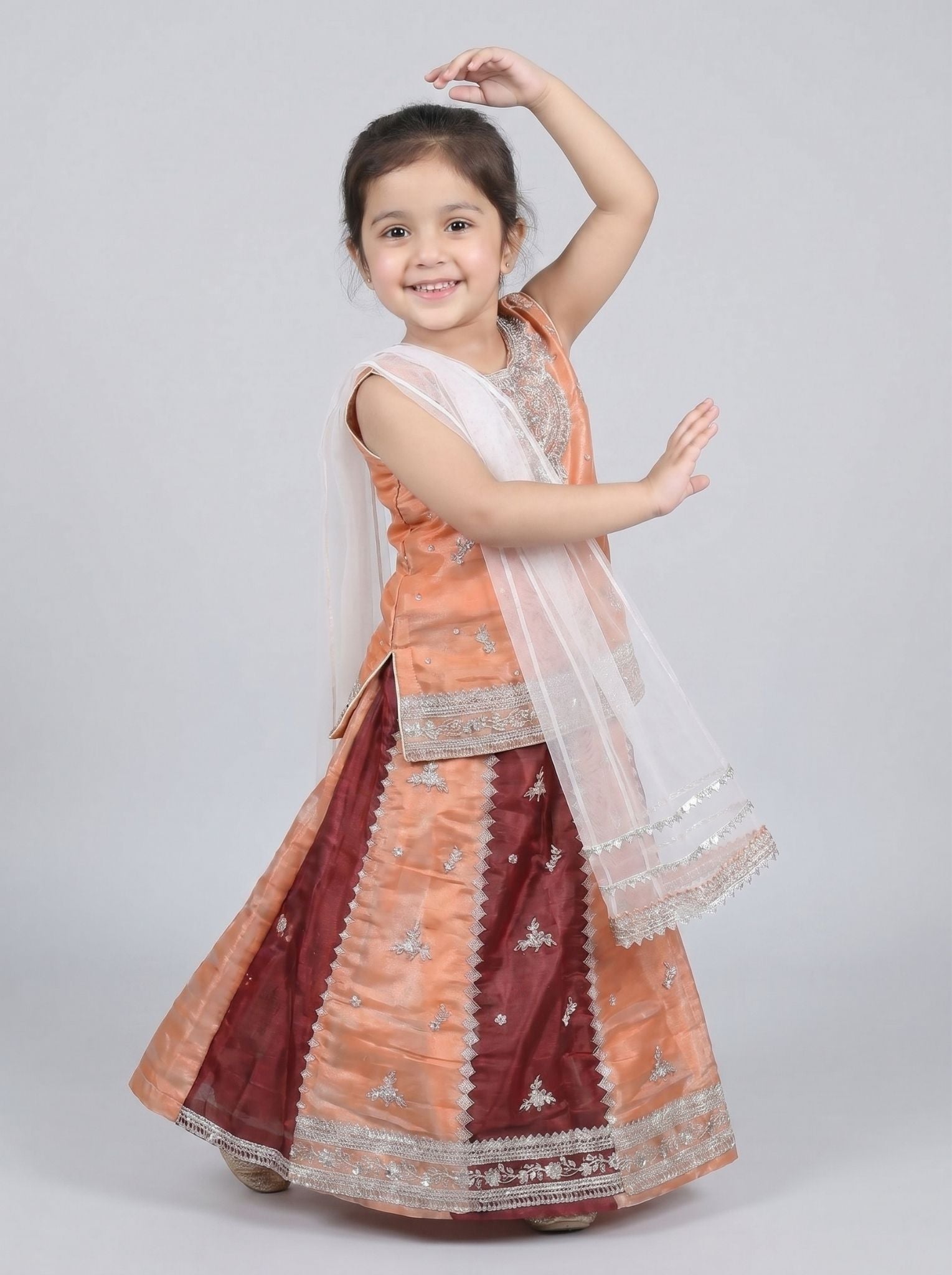 3 pc kids Sheesha silk lehnga