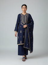 3 pcs Dhanak Dress with Embroidery