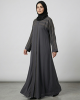 Front open zoom fabric abaya