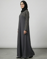 Front open zoom fabric abaya