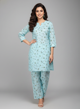 2 PC Printed Linen Dress