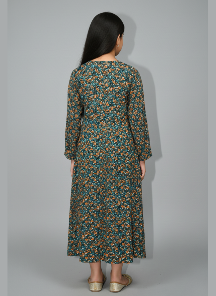 Front open Kids Abaya on Nida fabric