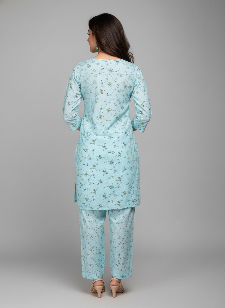 2 PC Printed Linen Dress