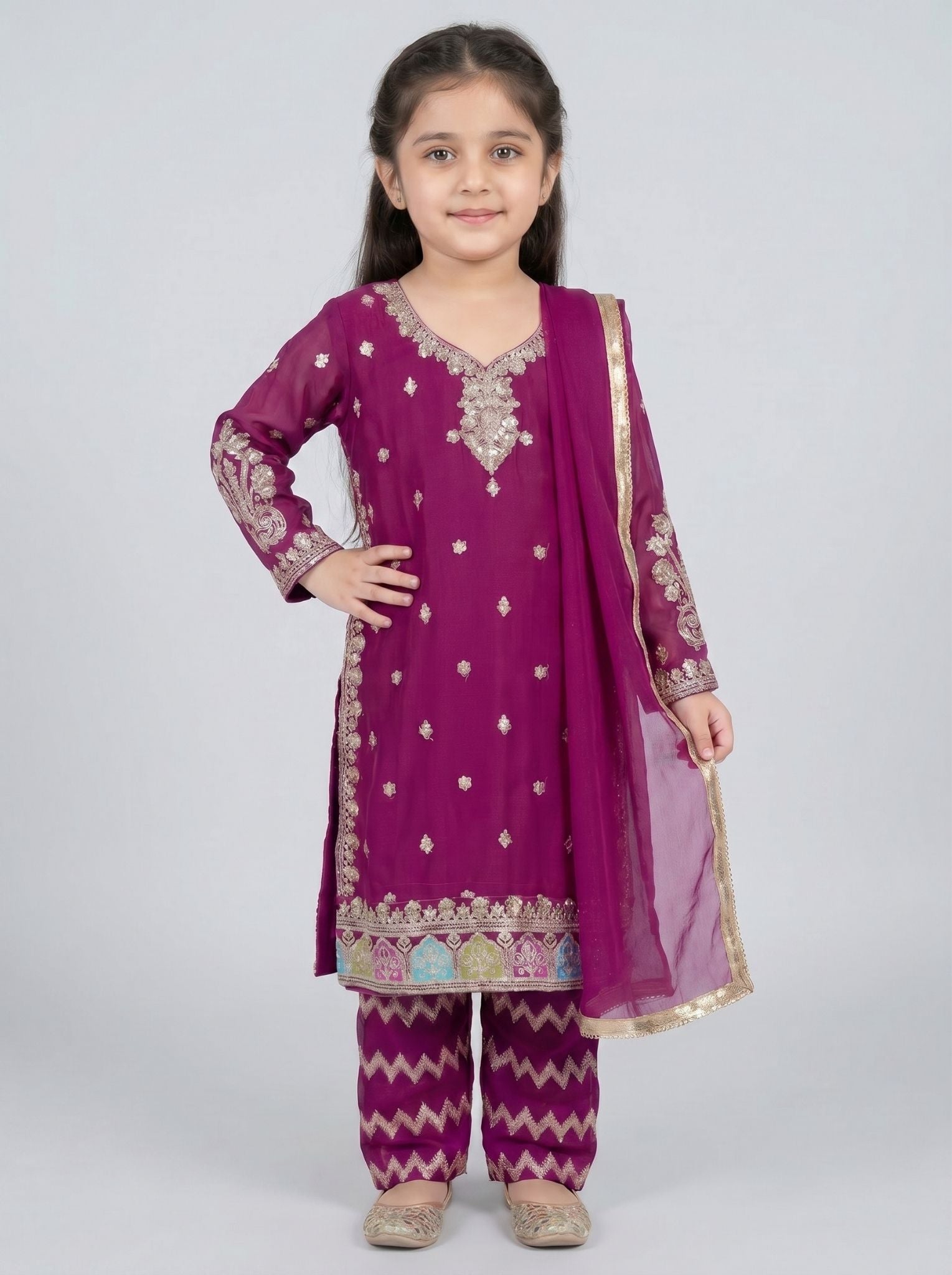 3 pc kids chiffon dress