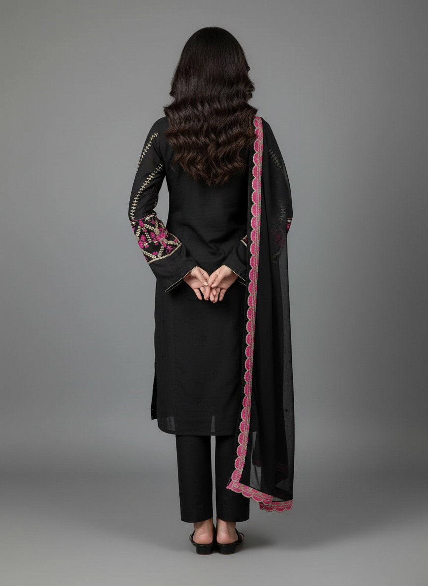 Khadi Embroidered Cotton 3pcs suit