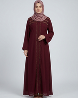 Front open zoom fabric abaya