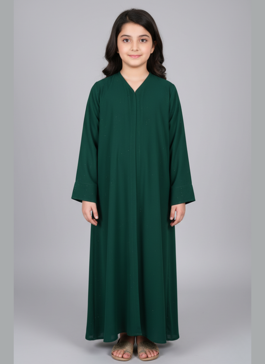 Front open Kids Abaya on Nida fabric