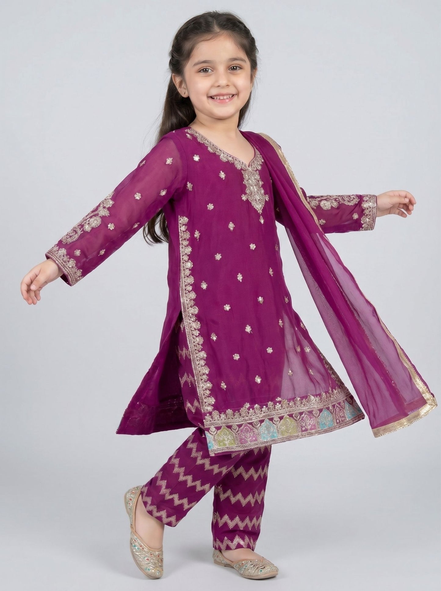 3 pc kids chiffon dress