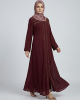Front open zoom fabric abaya
