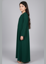 Front open Kids Abaya on Nida fabric