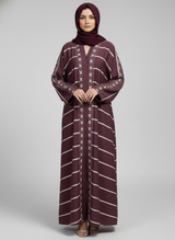 Plain Abaya with Stripes