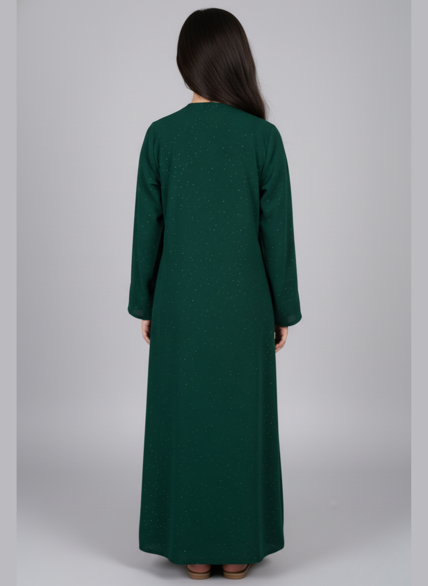 Front open Kids Abaya on Nida fabric