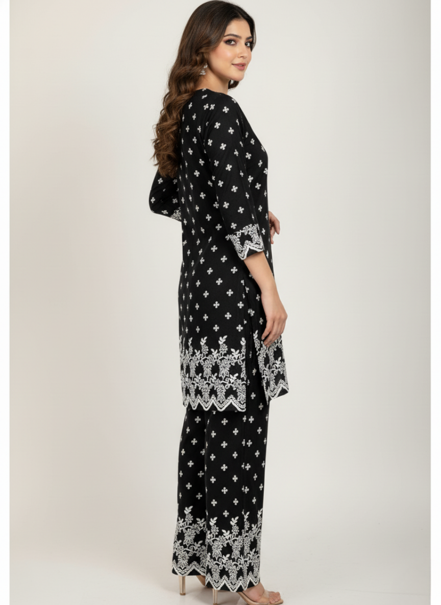 2 PC Printed Linen Dress