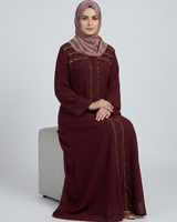 Front open zoom fabric abaya