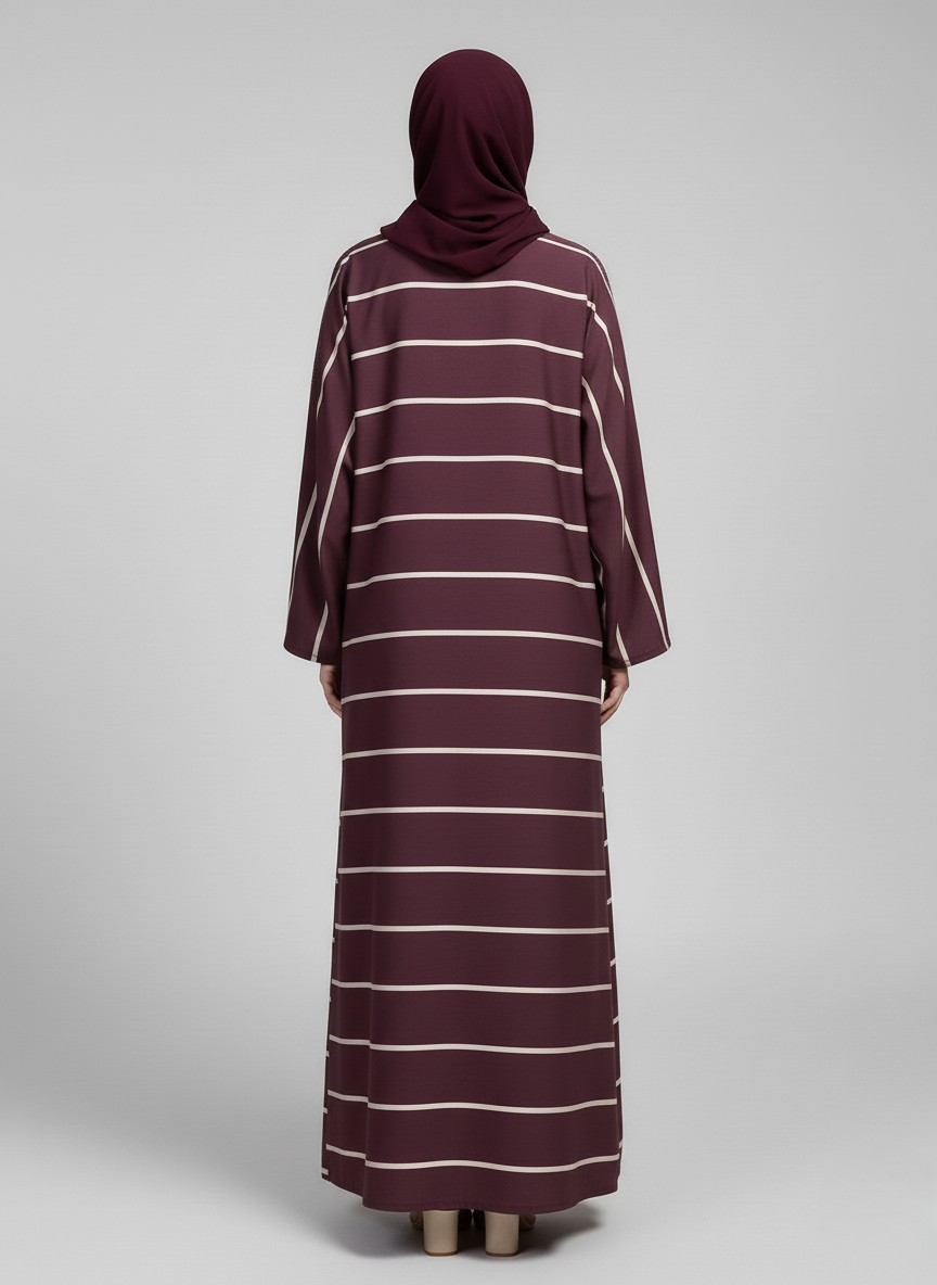 Plain Abaya with Stripes