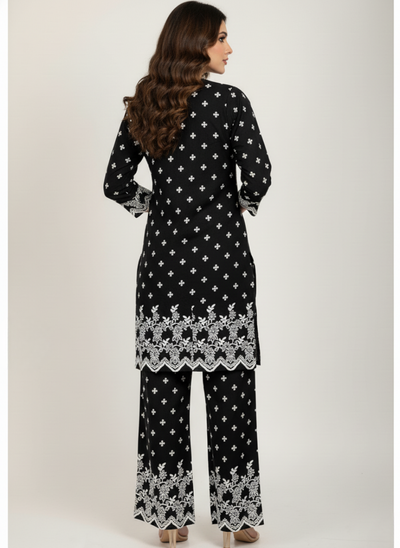 2 PC Printed Linen Dress