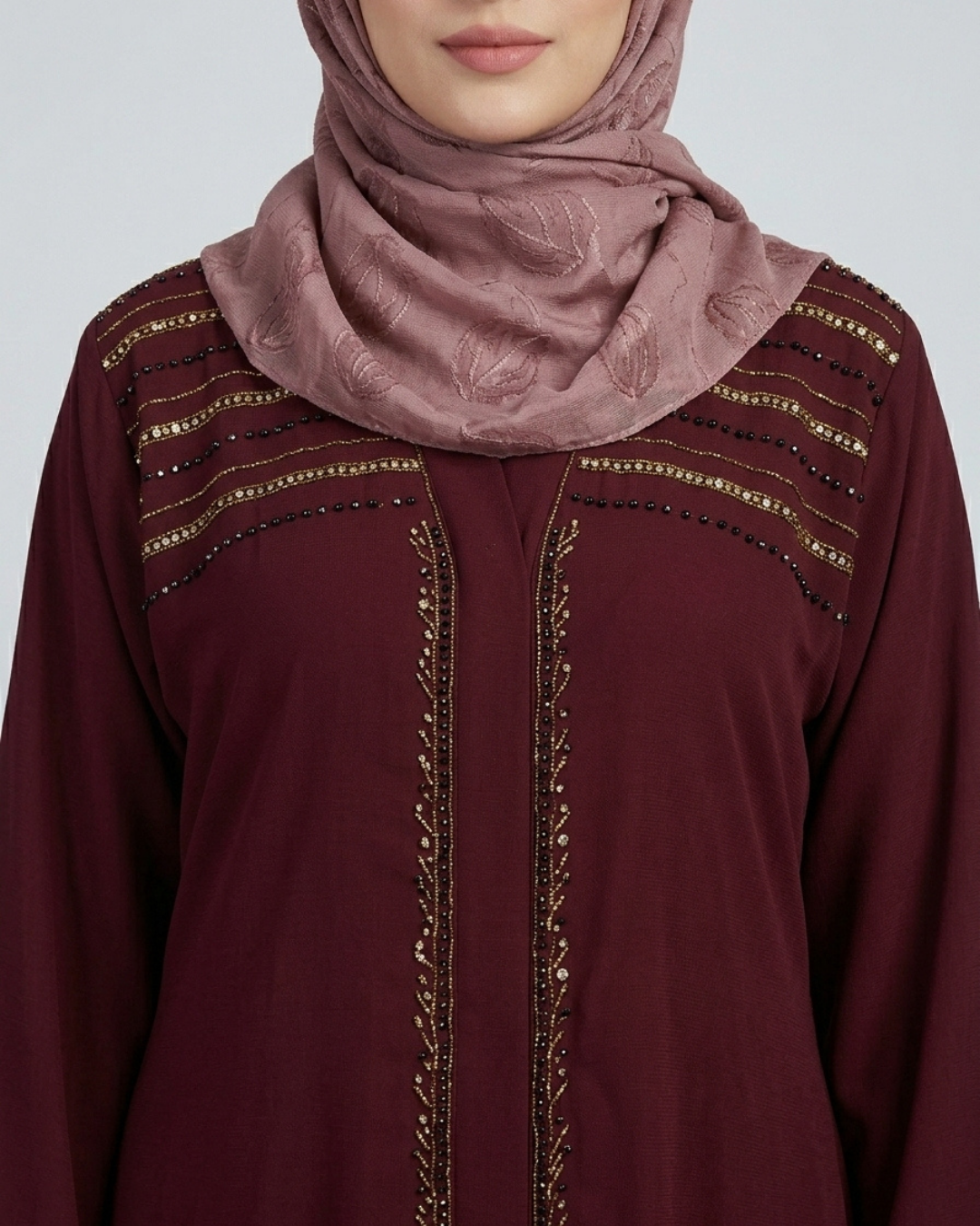 Front open zoom fabric abaya