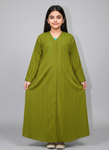 Front open Kids Abaya on Nida fabric