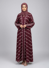 Plain Abaya with Stripes