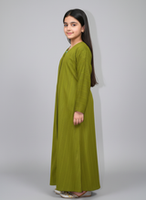 Front open Kids Abaya on Nida fabric