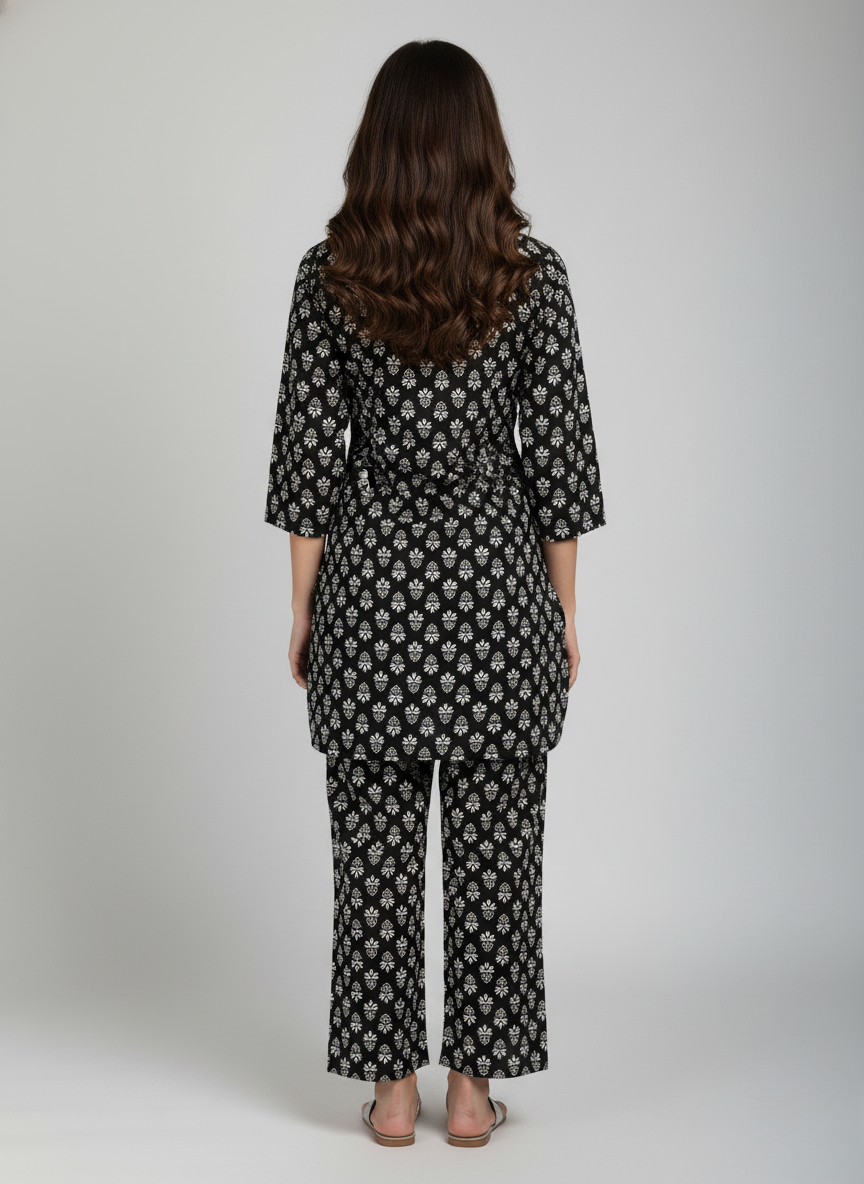 2 PC Printed Linen Dress