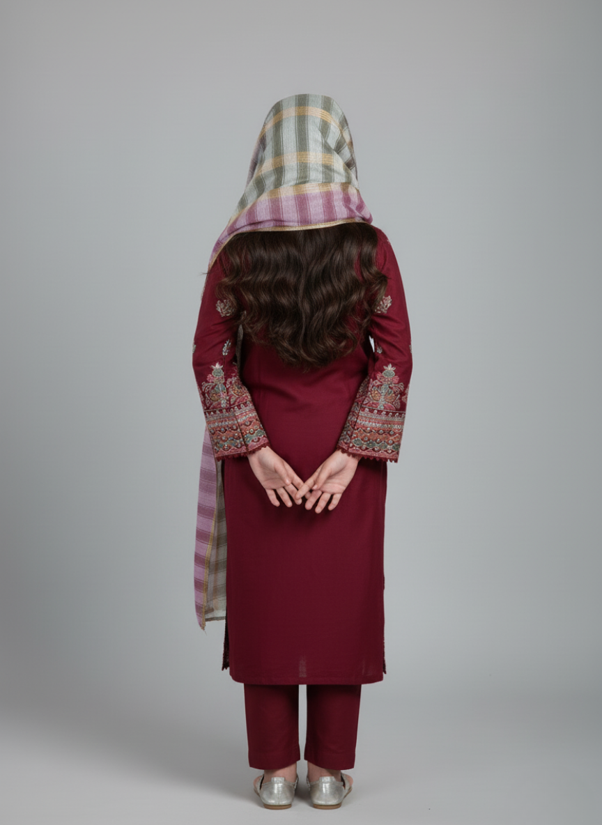 Casual wear cotton dress with embroidery