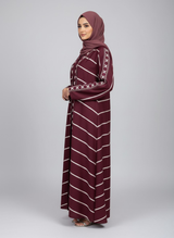 Plain Abaya with Stripes