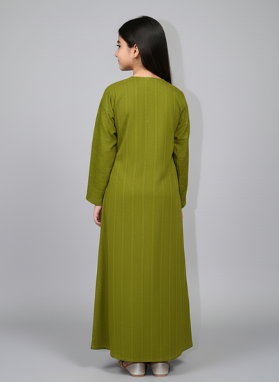 Front open Kids Abaya on Nida fabric